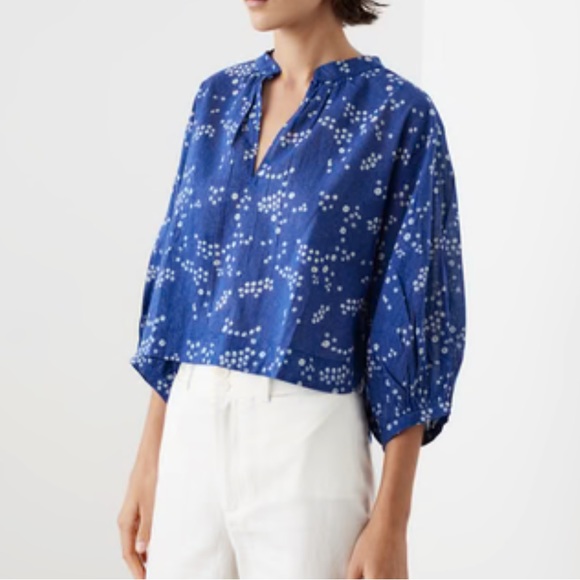 Apiece Apart Topa Pop Over Top in Splattered Lapis Blue Size Medium - Picture 5 of 14